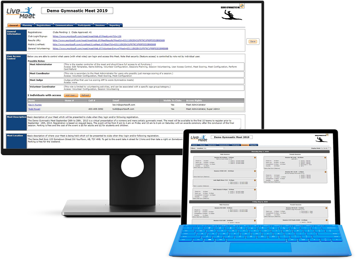 Sportzsoft LiveMeet Gymnastics Meet Scoring Software